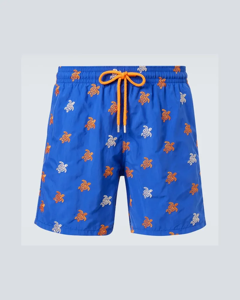 Vilebrequin Bestickte Badeshorts Mistral Blau