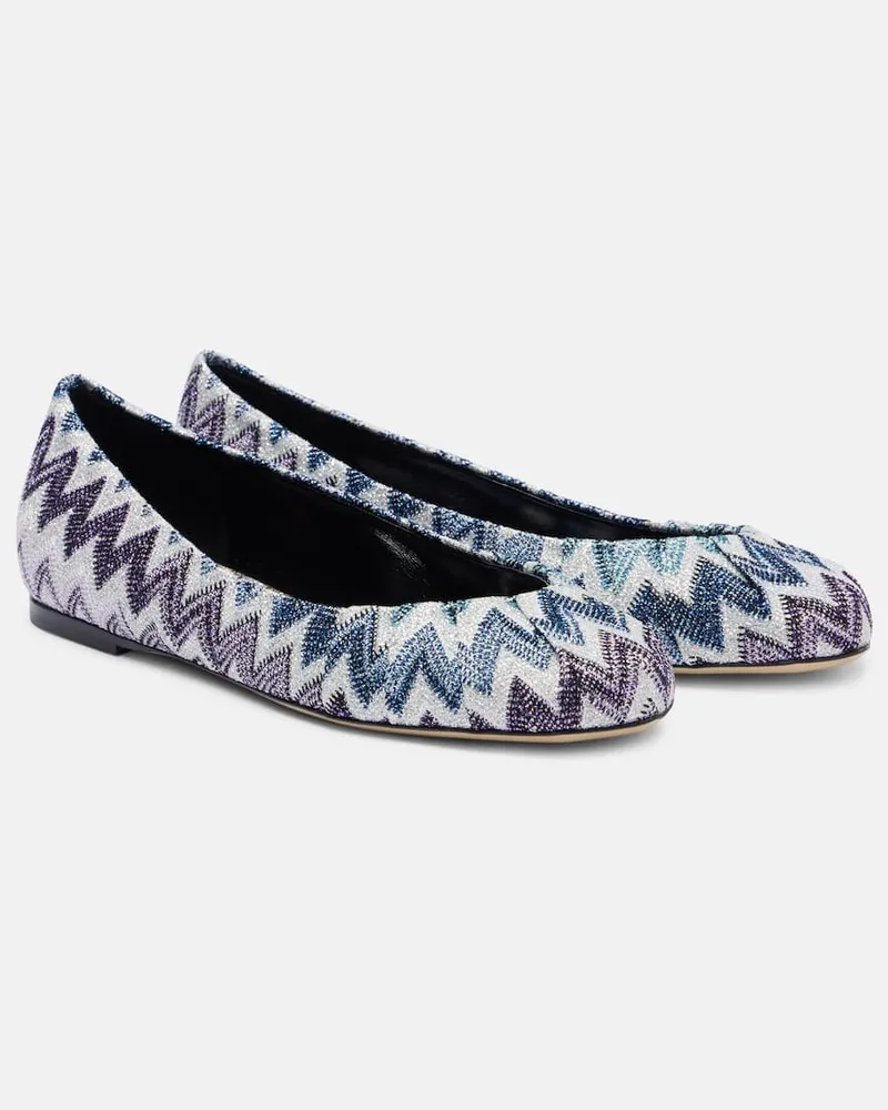 Missoni Ballerinas aus Häkelstrick Blau