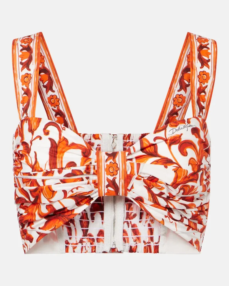 Dolce & Gabbana Cropped-Top Majolica aus Baumwollpopeline Orange