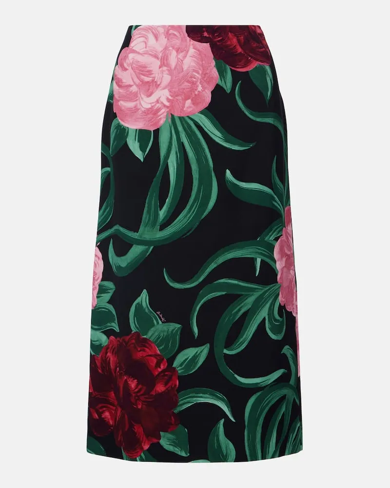 La DoubleJ Bedruckter Bleistiftrock aus Satin Multicolor