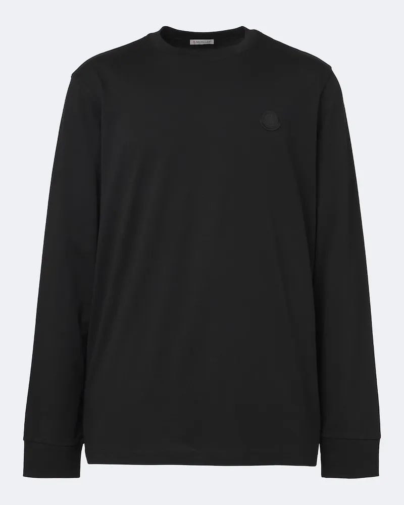 Moncler Longsleeve aus Baumwoll-Jersey Schwarz