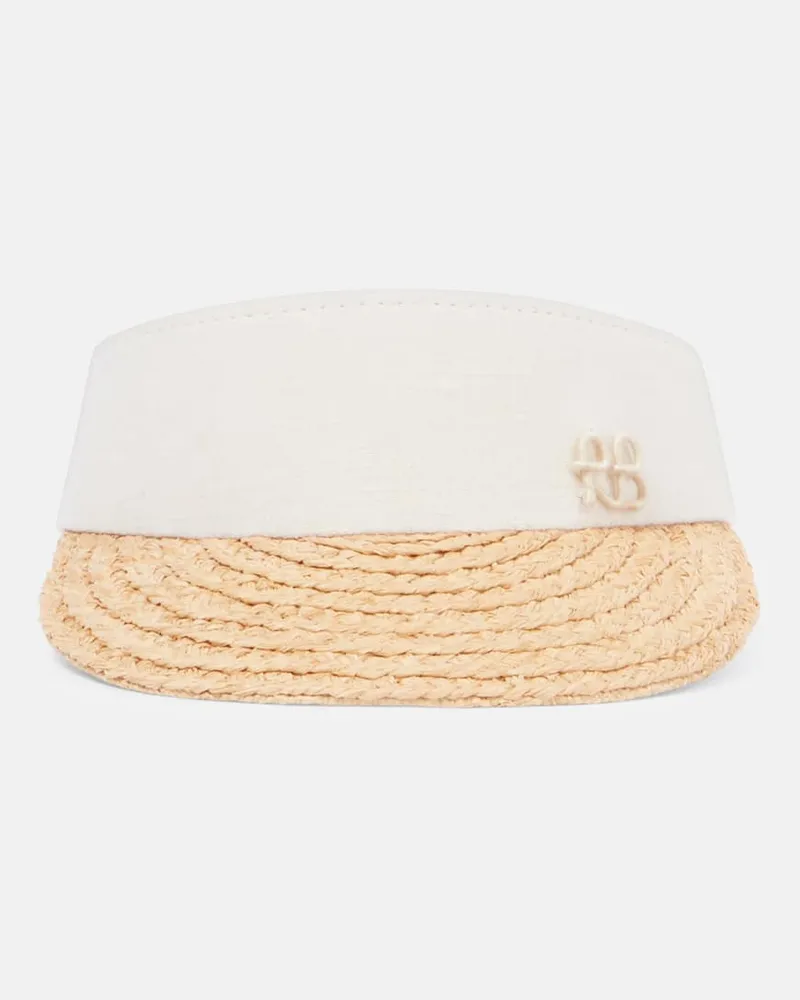 RUSLAN BAGINSKIY Visor aus Stroh und Leinen Weiã