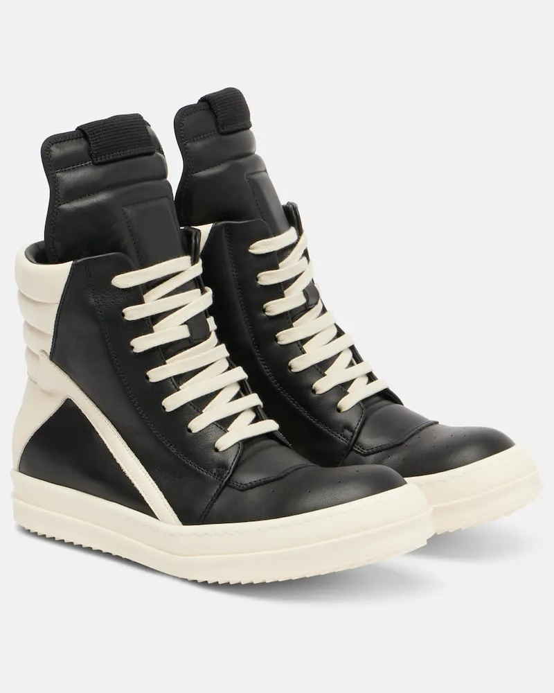 Rick Owens Sneakers Geobasket aus Leder Schwarz