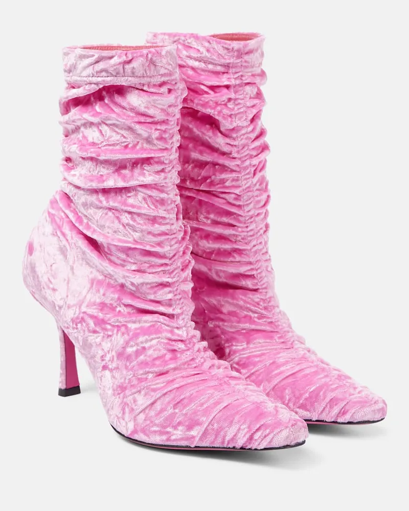 Jimmy Choo Ankle Boots Lotta 85 aus Samt Rosa