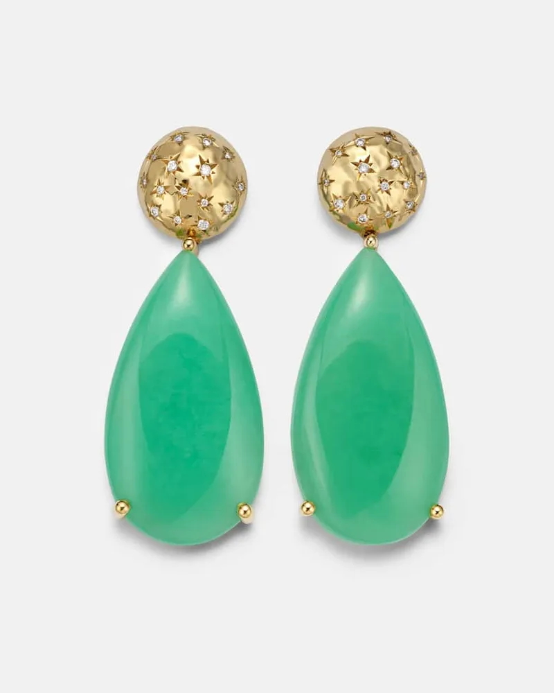 Octavia Elizabeth Ohrringe Imogen aus 18kt Gelbgold (750/1000) mit Diamanten und Chrysopras Gold