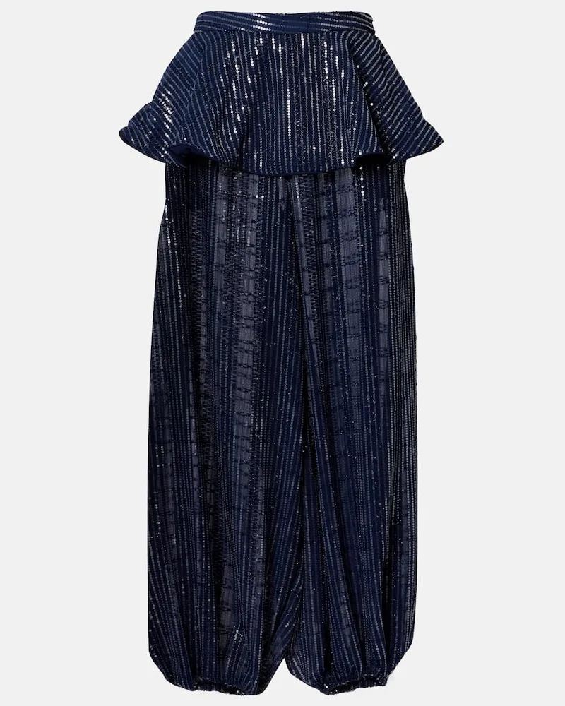 Adriana Degreas Weite Hose mit Pailletten Blau