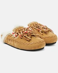 Alanui Verzierte Slippers Journey aus Veloursleder Braun