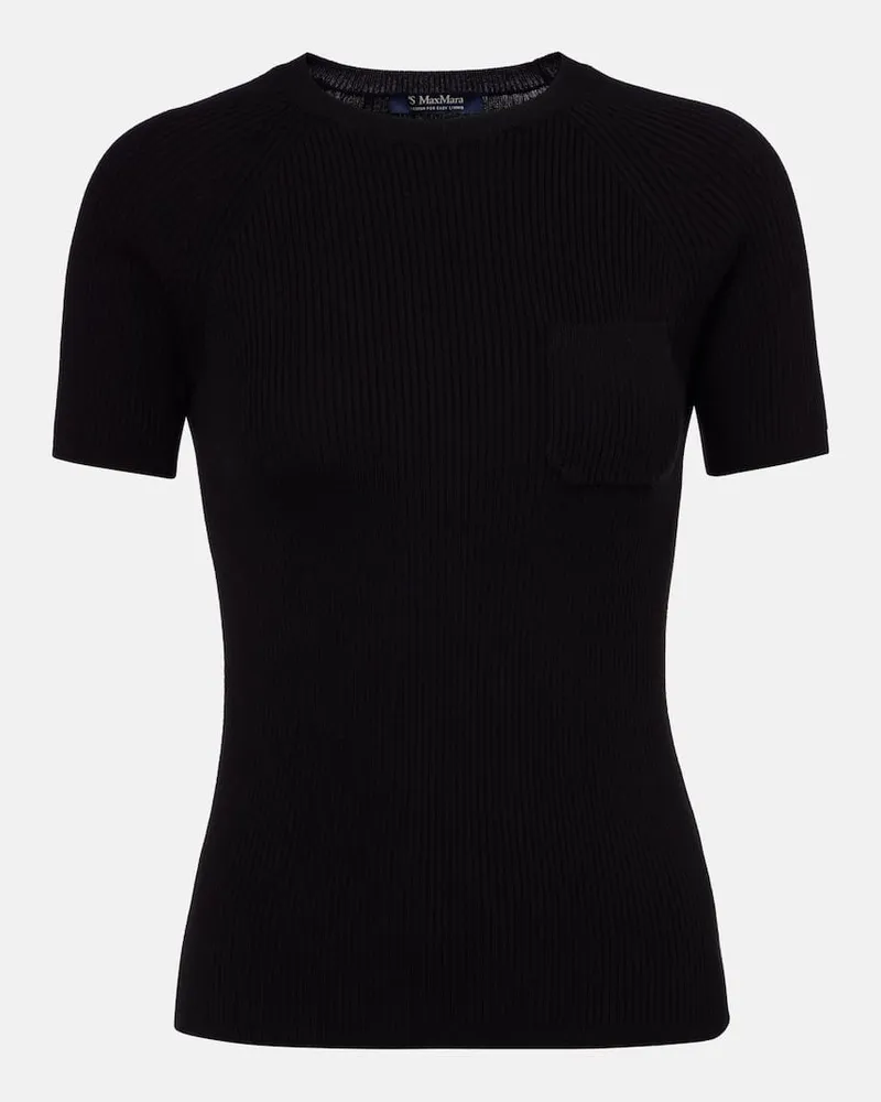 Max Mara Top Berlino aus Rippstrick Schwarz