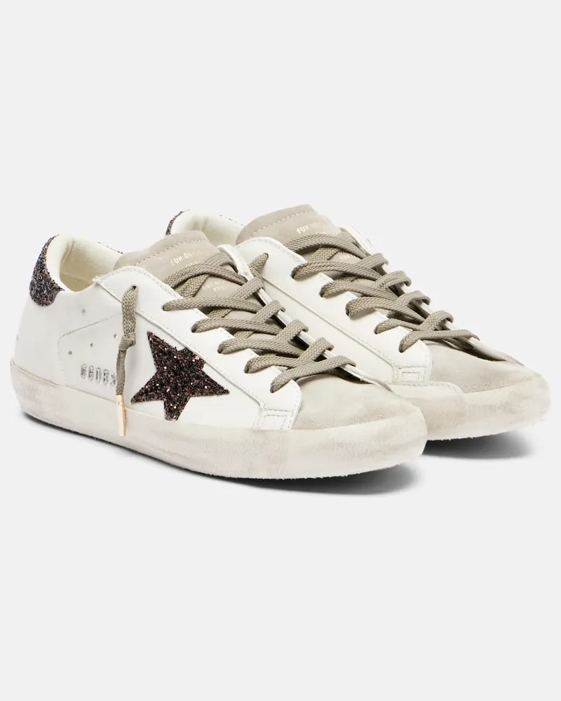 Golden Goose Sneakers Super Star aus Leder mit Glitter Weiß