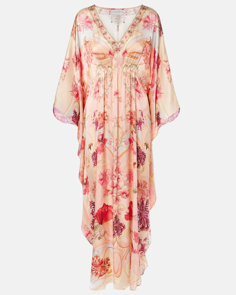 Camilla Verzierter Kaftan aus Seide Rosa
