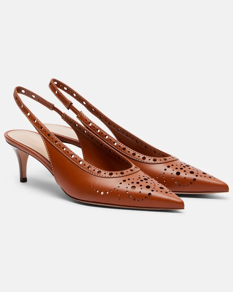 Gianvito Rossi Slingback-Pumps aus Leder Braun