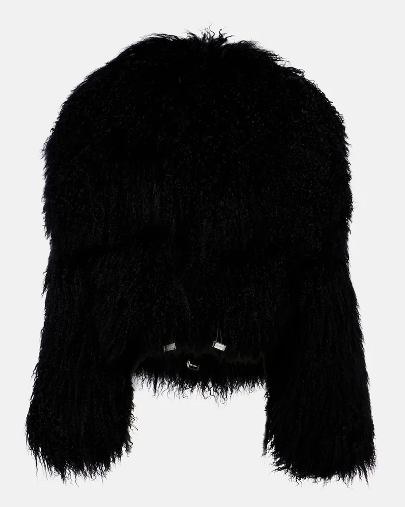 ATTICO Lederjacke aus Shearling Schwarz