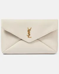 Saint Laurent Clutch Cassandre Large aus Leder Nude