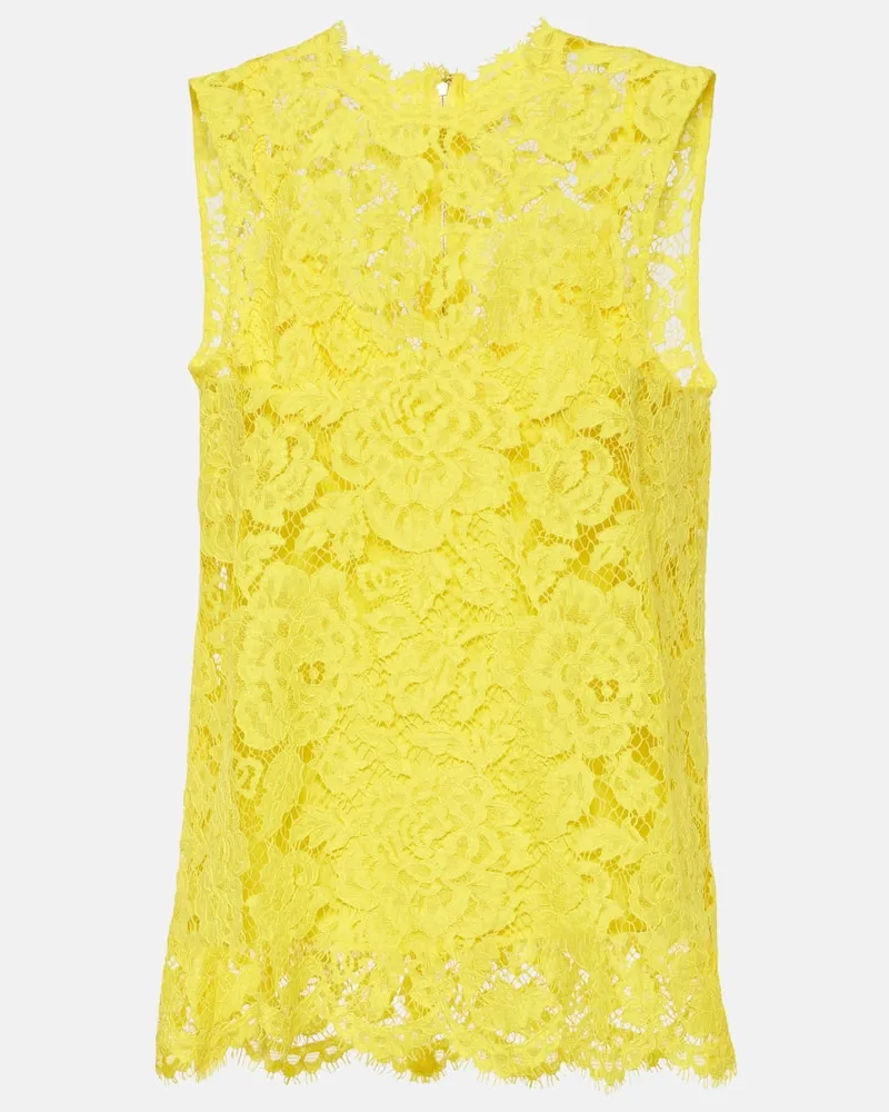 Dolce & Gabbana Top aus Spitze Gelb