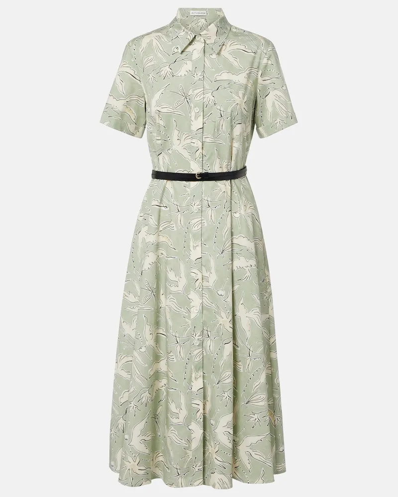 Altuzarra Hemdblusenkleid Kiera aus einem Baumwollgemisch Grün