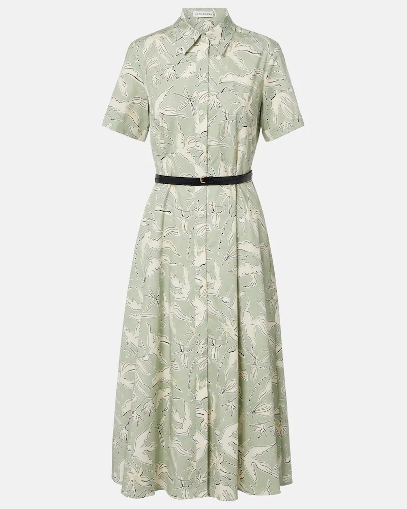 Altuzarra Hemdblusenkleid Kiera aus einem Baumwollgemisch Grün