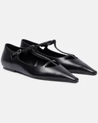 The Row Ballerinas Cyd aus Leder Schwarz