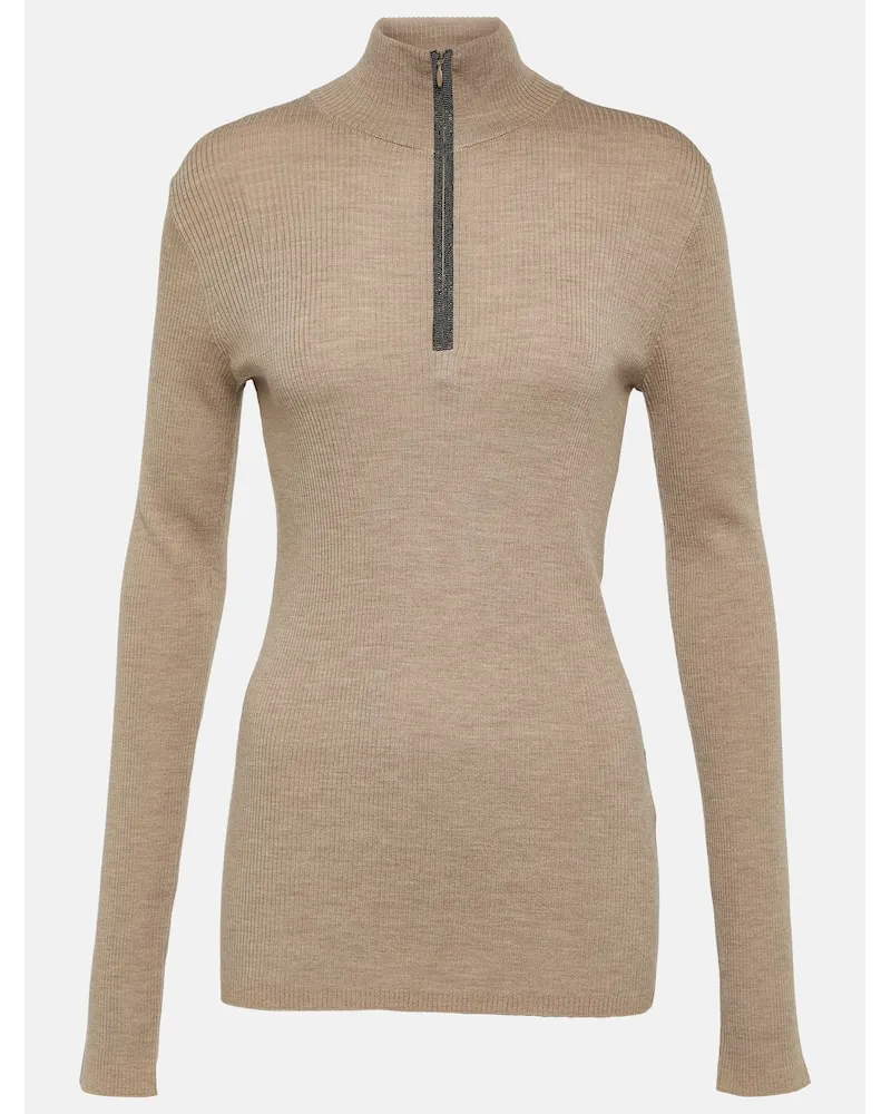 Brunello Cucinelli Pullover aus Wolle und Kaschmir Braun