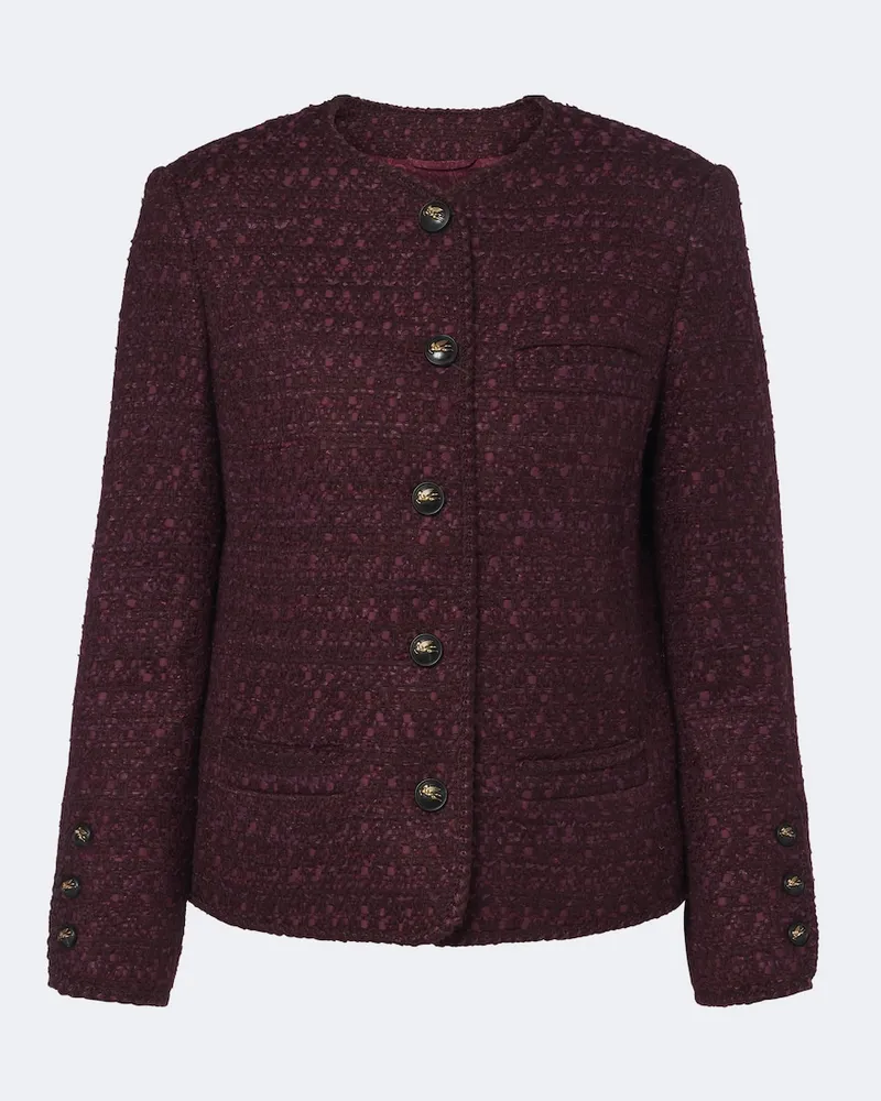 Etro Jacke aus Woll-Tweed Burgunderrot