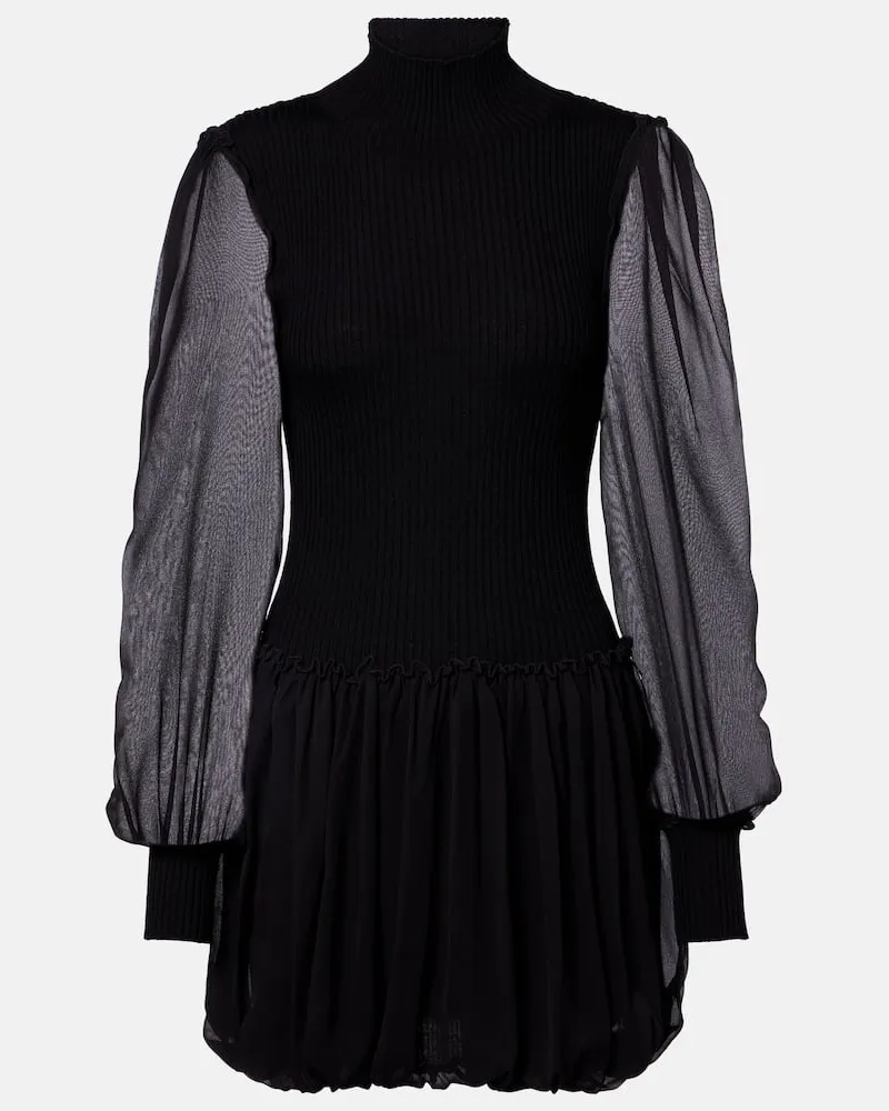 Frame Denim Minikleid aus Wolle und Seide Schwarz