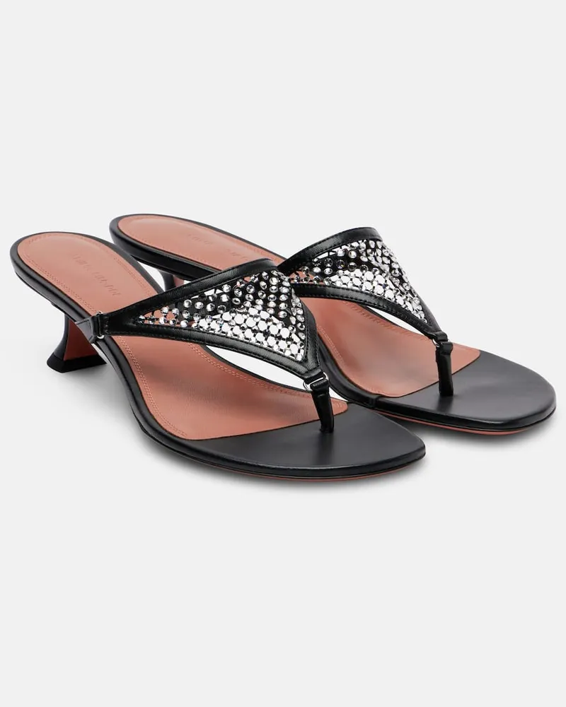 Amina Muaddi Sandalen Cameron 45 mit Kristallen Schwarz