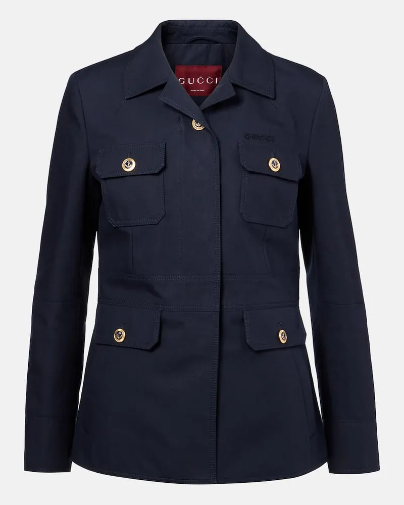Gucci Feldjacke aus Baumwoll-Canvas Blau