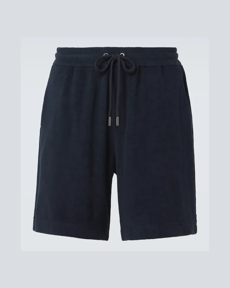 Moncler Shorts aus Baumwollfrottee Blau