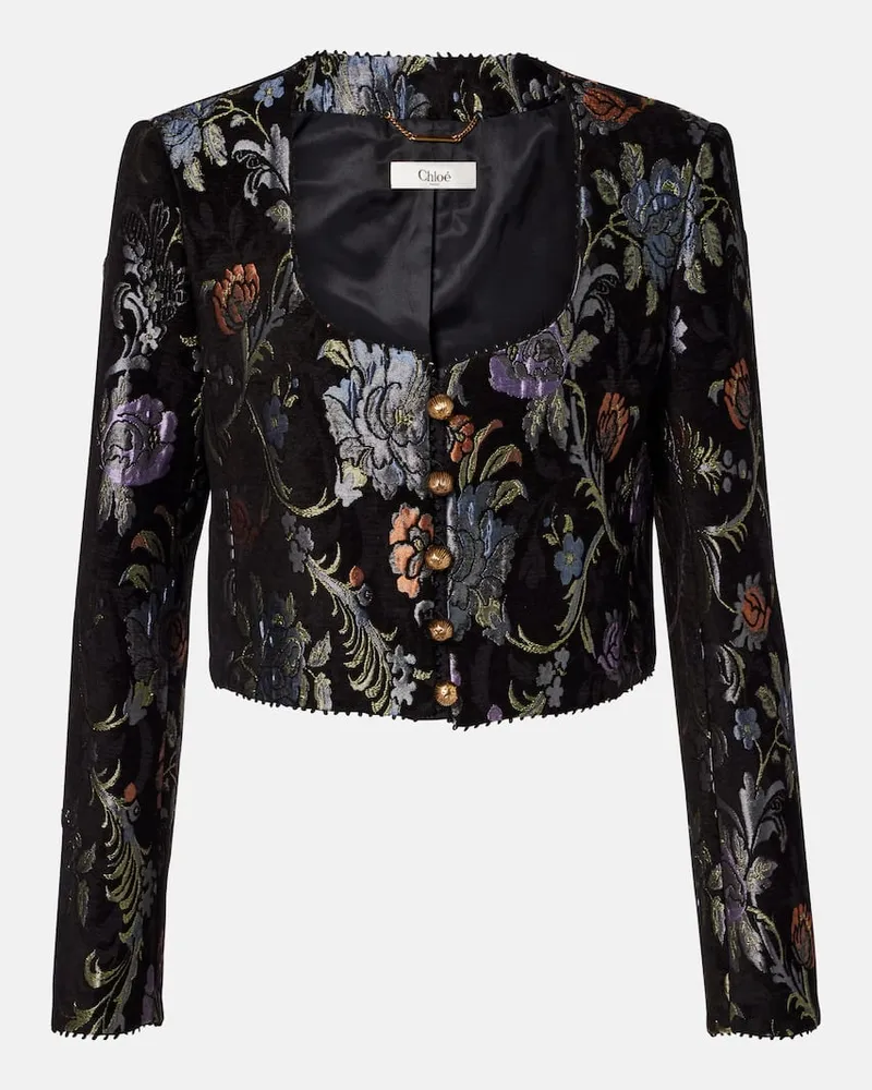 Chloé Chloé Bestickte Cropped-Jacke Schwarz