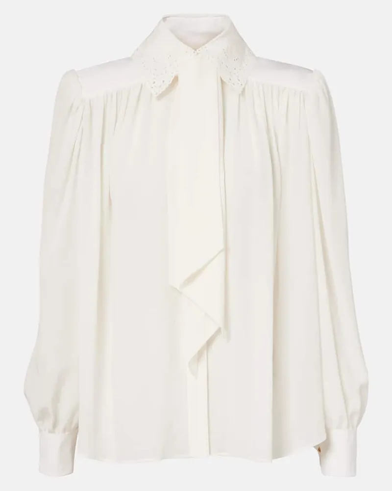 Chloé Chloé Bluse aus Crêpe de Chine aus Seide Weiß