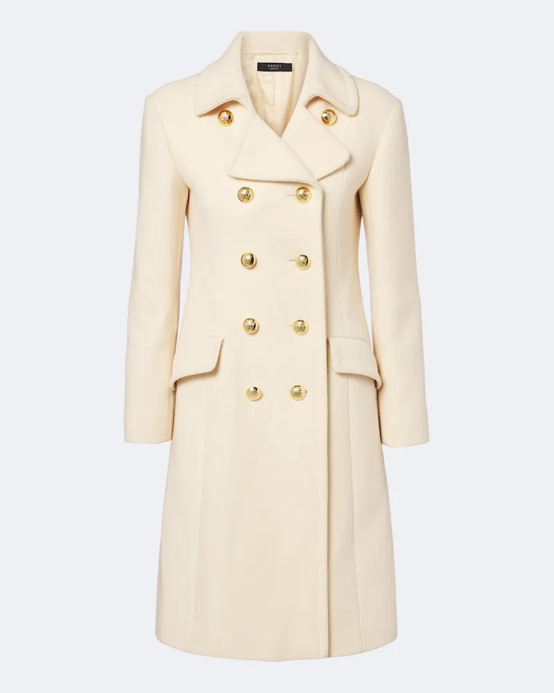 Gucci Zweireihiger Mantel aus einem Wollgemisch Weiß