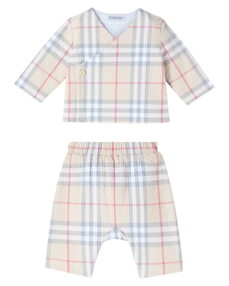 Burberry Baby Set Burberry Check aus Pullover und Hose Beige