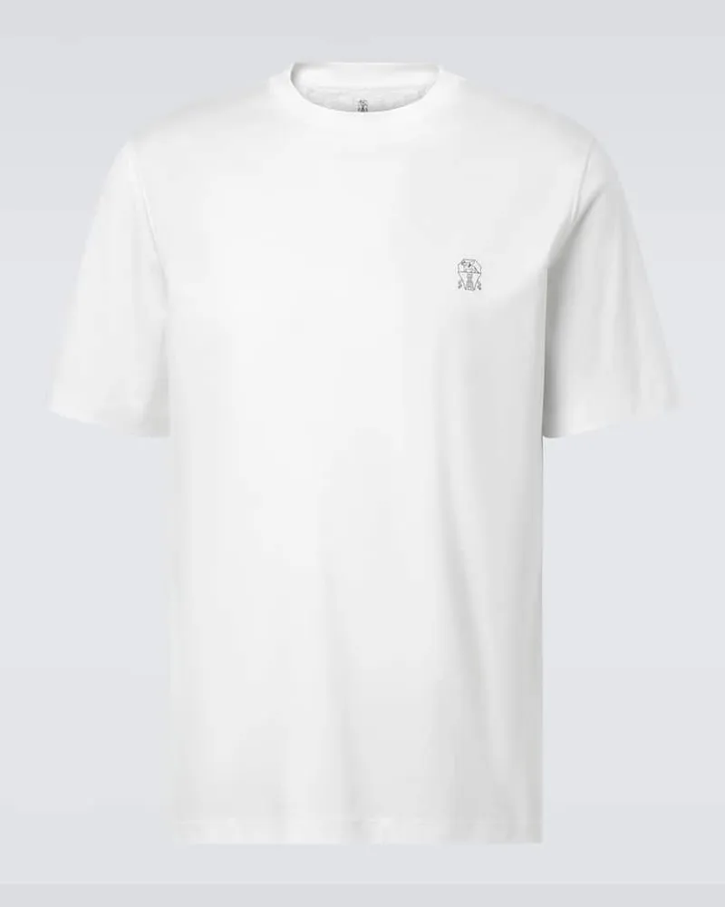 Brunello Cucinelli T-Shirt aus Baumwoll-Jersey Weiã