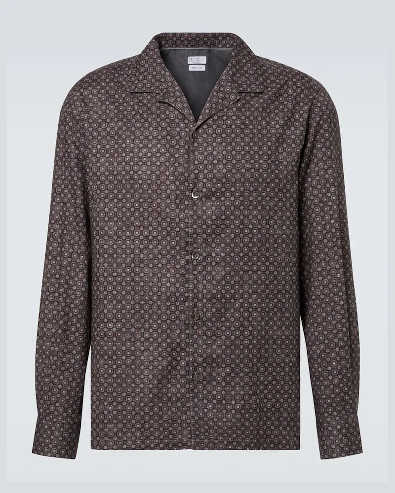 Brunello Cucinelli Bedrucktes Hemd aus Baumwolle Multicolor