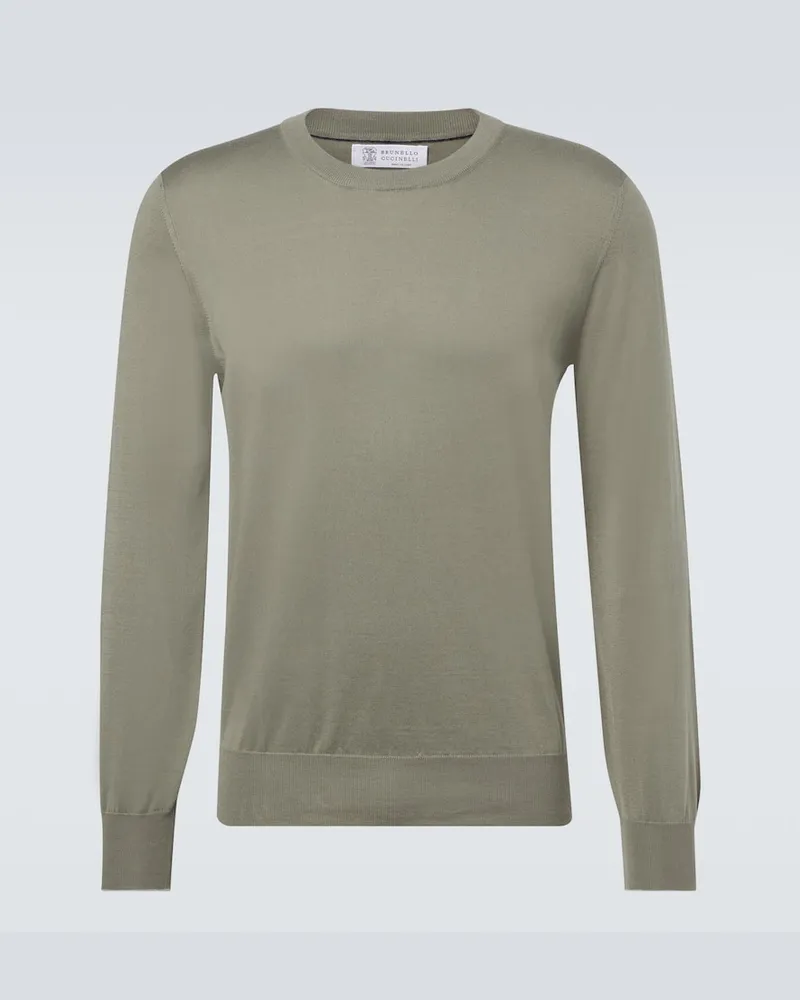 Brunello Cucinelli Pullover aus Baumwolle Grün