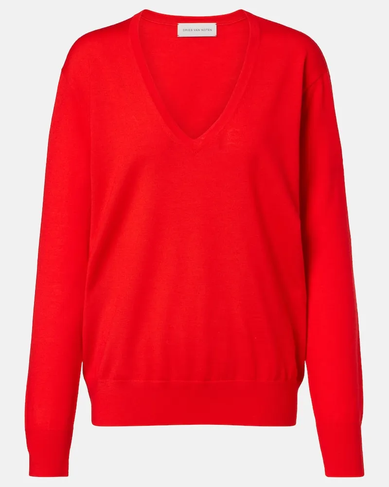 Dries van Noten Pullover aus Wolle Rot
