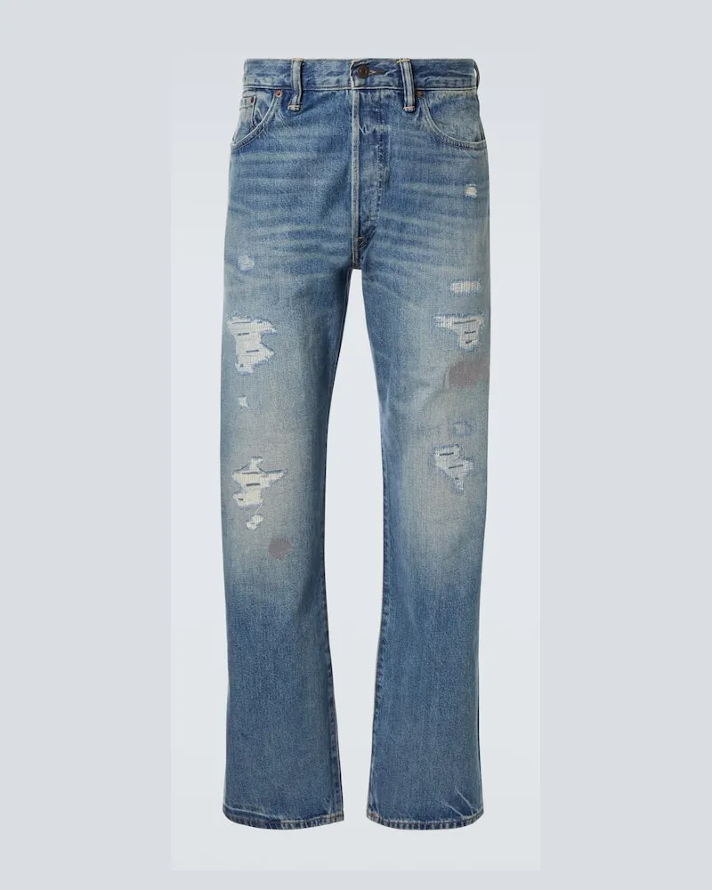 RRL Low-Rise Straight Jeans Blau