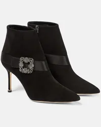 Manolo Blahnik Ankle Boots Plinianu aus Veloursleder Schwarz