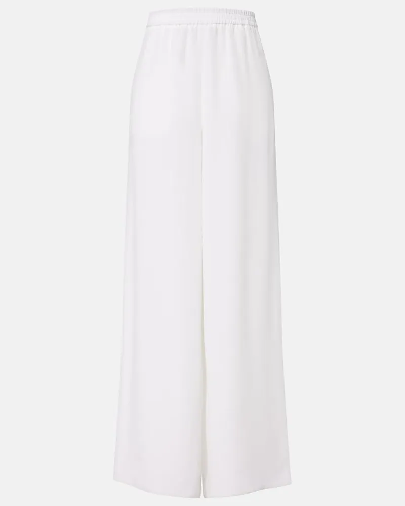 Max Mara Weite Hose aus Crêpe de Chine aus Seide Weiß