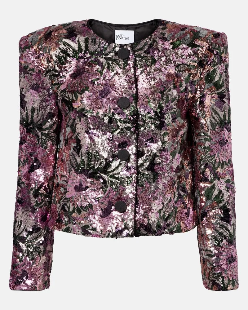 Self-Portrait Jacke mit Pailletten Multicolor