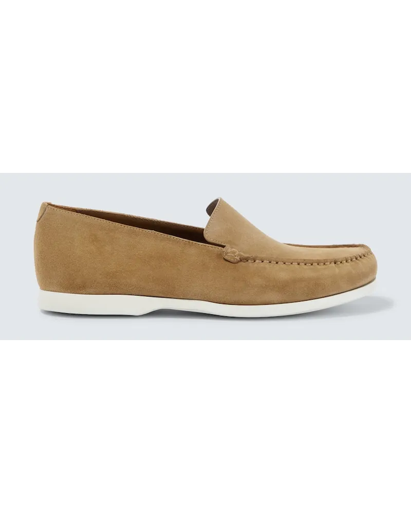 Manolo Blahnik Slip-Ons Monaco aus Veloursleder Beige
