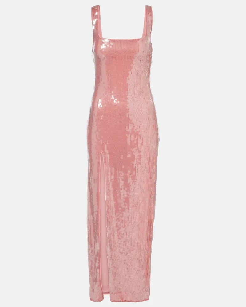 STAUD Maxikleid Le Sable mit Pailletten Orange