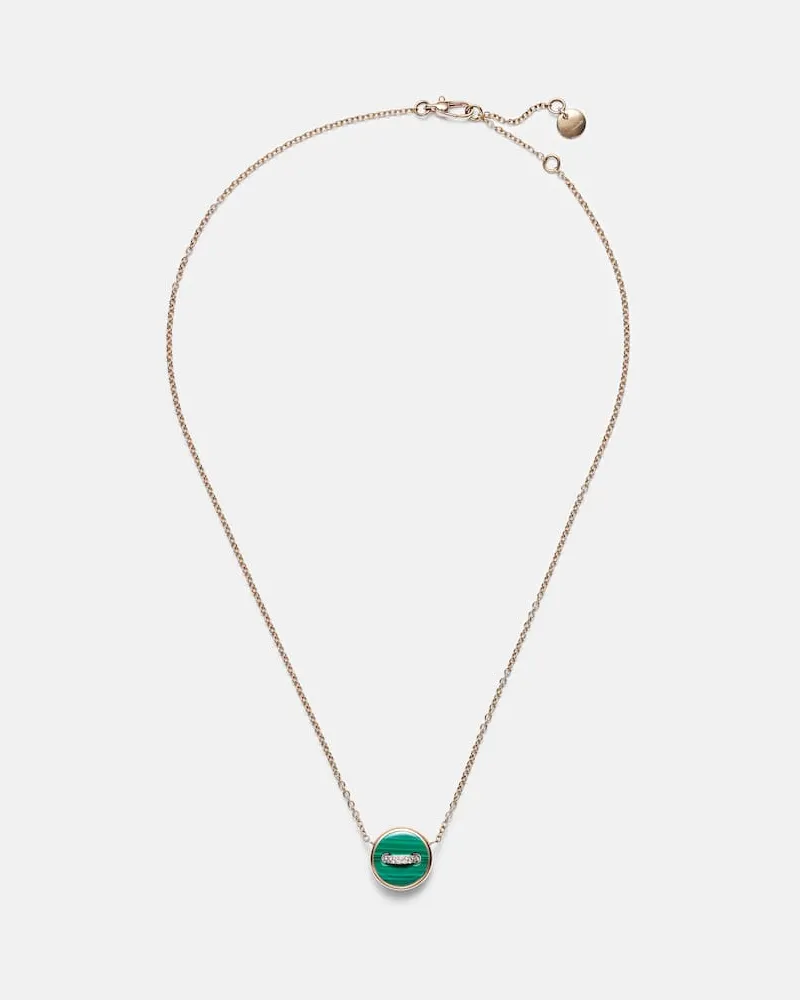 Pomellato Halskette Pom Pom Dot aus 18kt Roségold mit Perlmutt, Diamanten und Malachit Gold