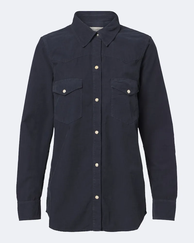 Nili Lotan Hemd Travis aus Baumwollcord Blau