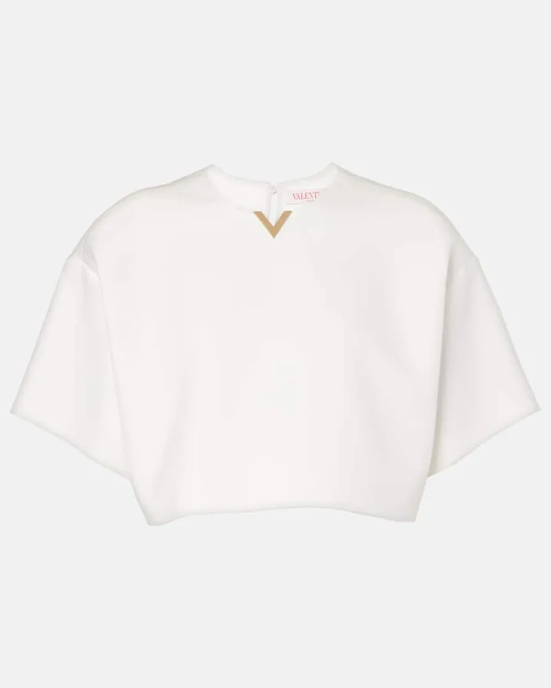 Valentino Garavani Cropped-Top VGold aus Baumwoll-Gabardine Weiß