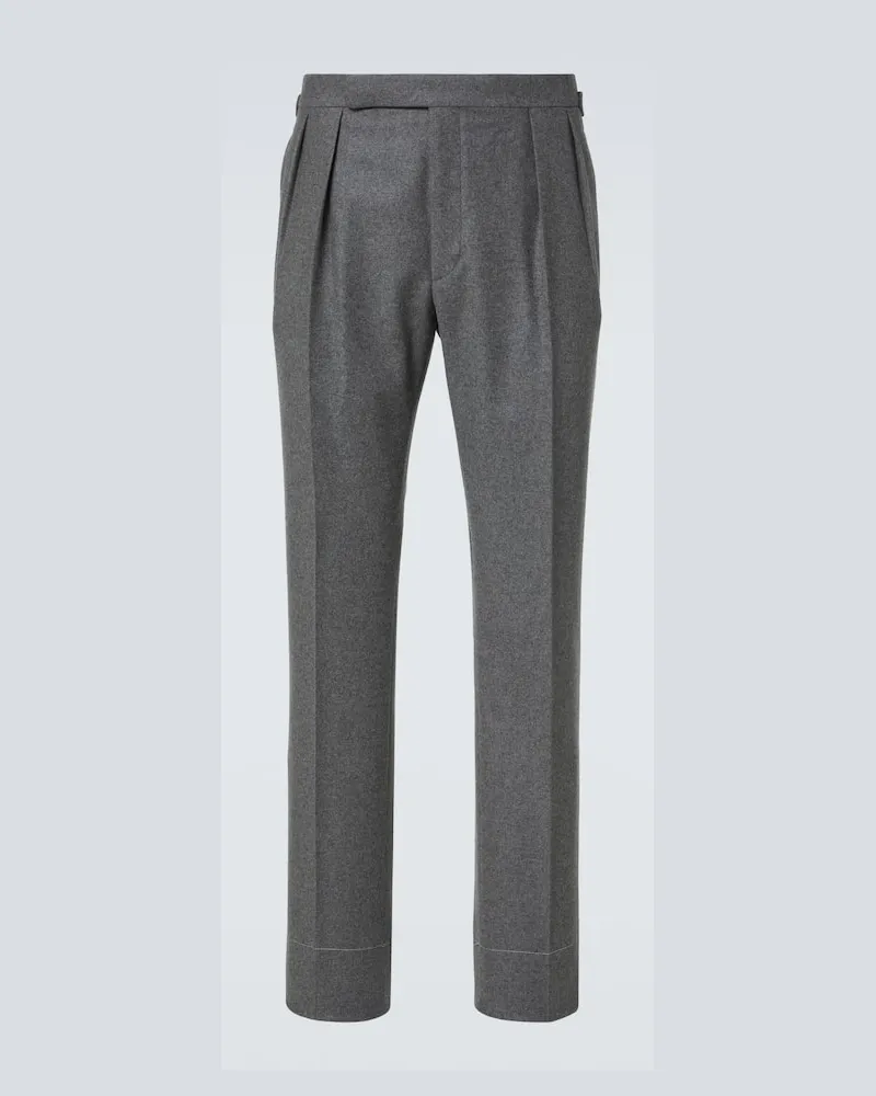 Ralph Lauren Gerade Hose aus Wollflanell Grau