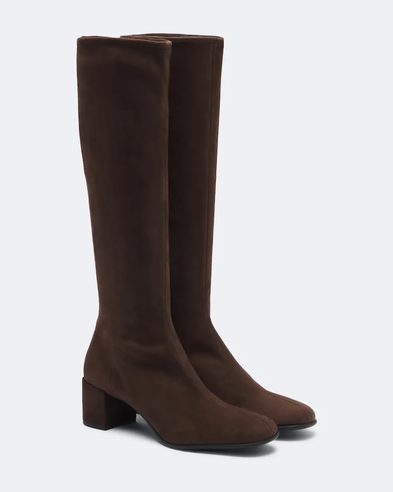 Prada Stiefel aus Veloursleder Braun