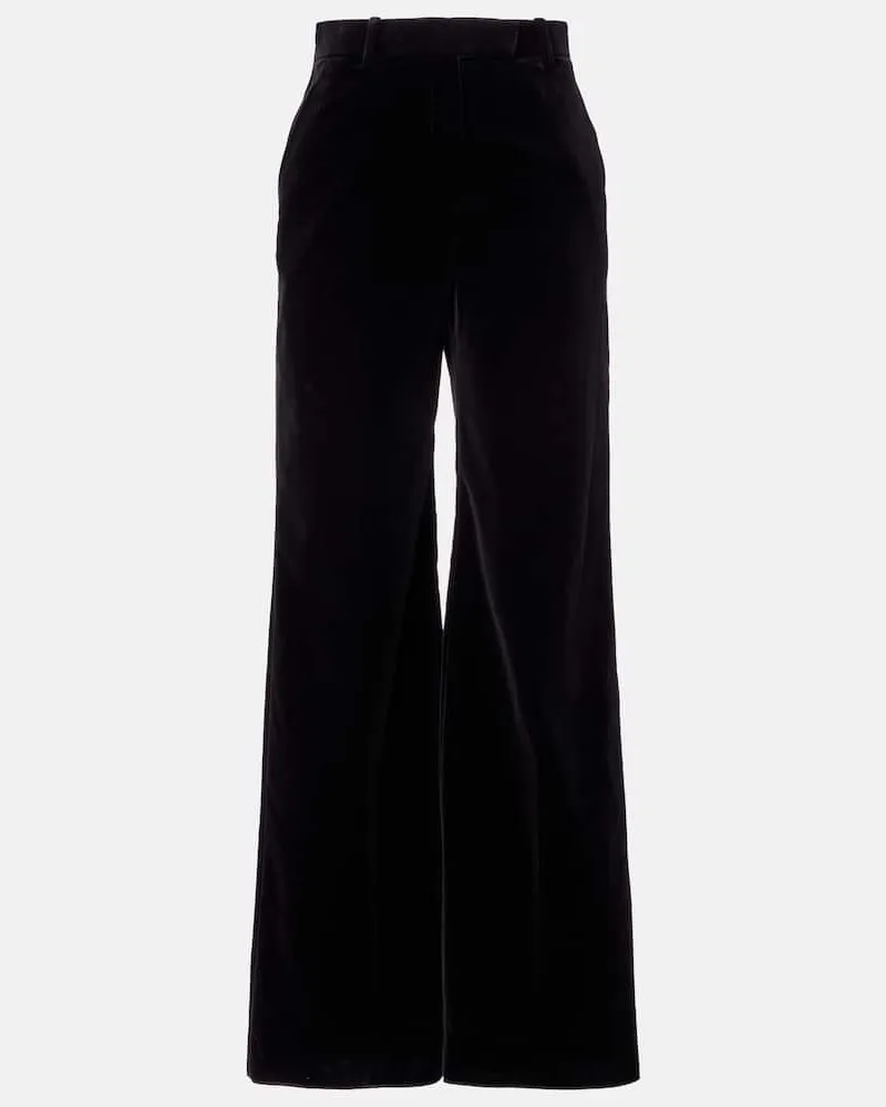 Valentino Garavani High-Rise-Hose aus Baumwollsamt Schwarz