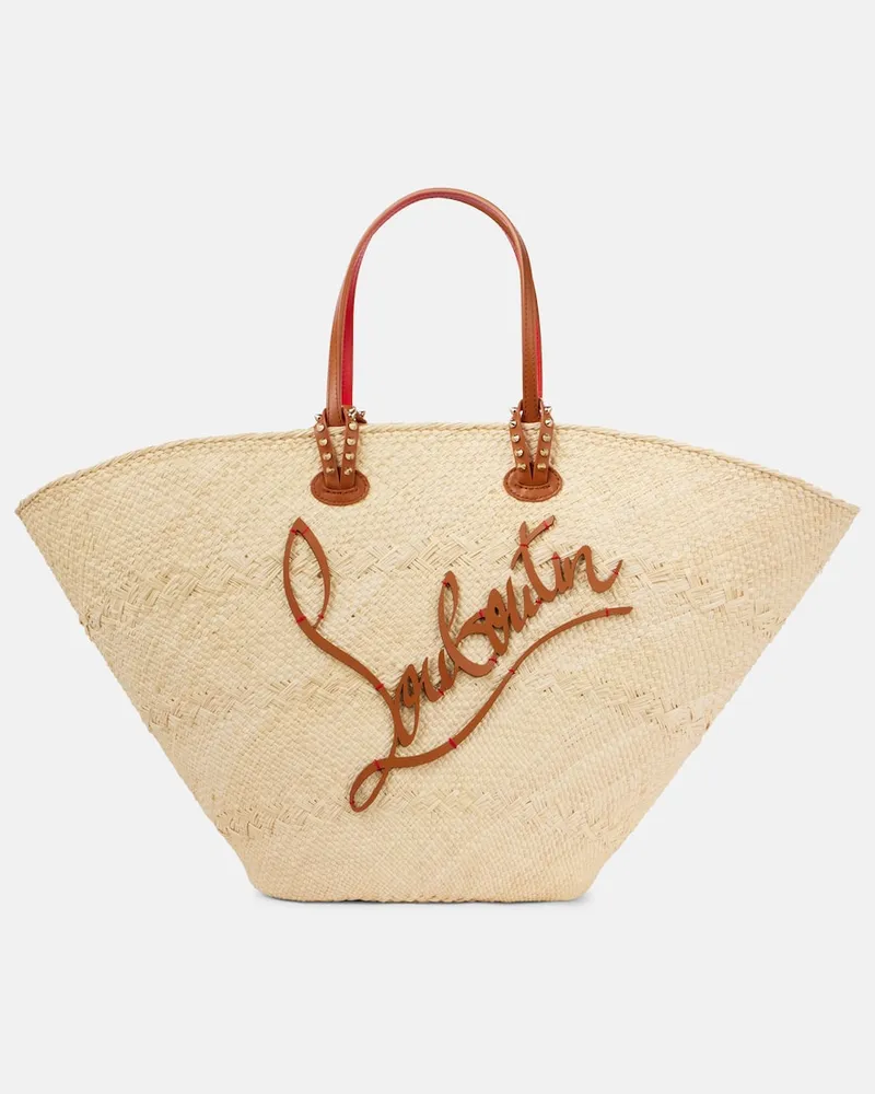 Christian Louboutin Tote Bag Cabata Large aus Raffiabast Beige