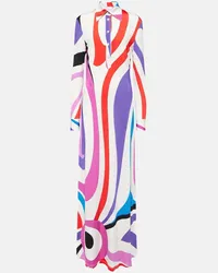 Emilio Pucci Hemdblusenkleid Marmo aus Satin Multicolor