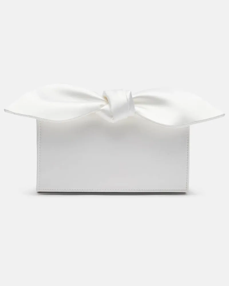 Aquazzura Clutch Bow Tie Mini aus Satin Weiß
